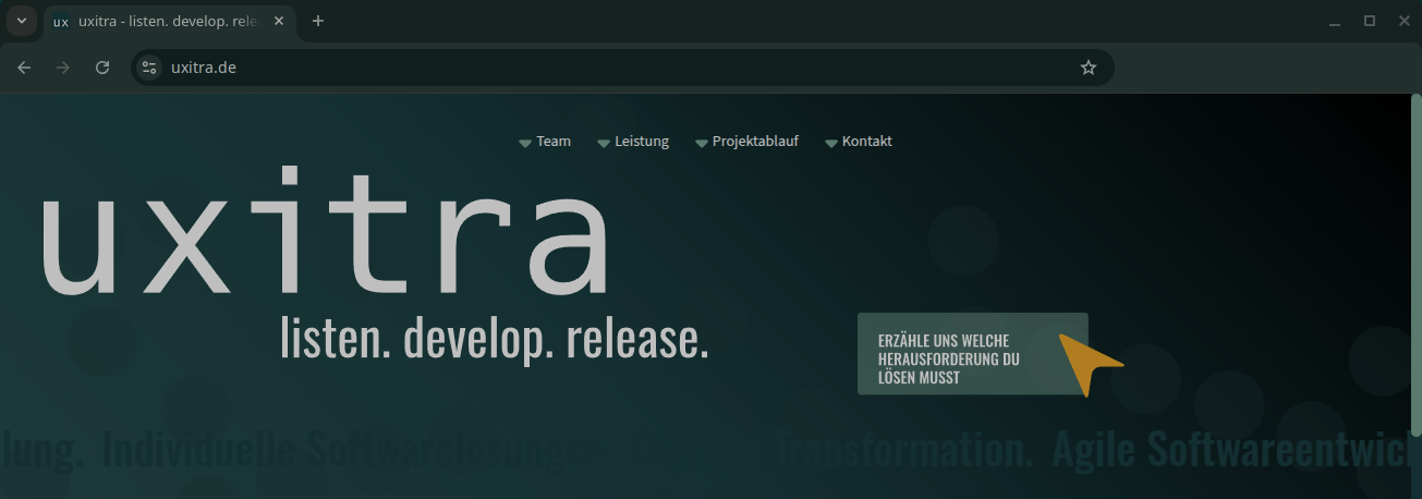 Screenshot unserer Website